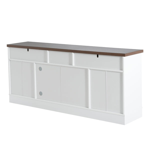 English Elm Christopher Knight Home® - Modern White 67" TV Console with Walnut Top, 4 Doors, 3 Drawers & Adjustable Shelves Storageelligent N779P296233W