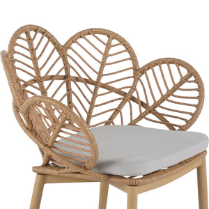 English Elm Christopher Knight Home® - Kirk Outdoor Wicker Peacock Papasan Chairs Set of 2 — Teak Legs, Light Brown PE Rattan, Beige Cushion, UV‑Resistant Comfort N775P271976B