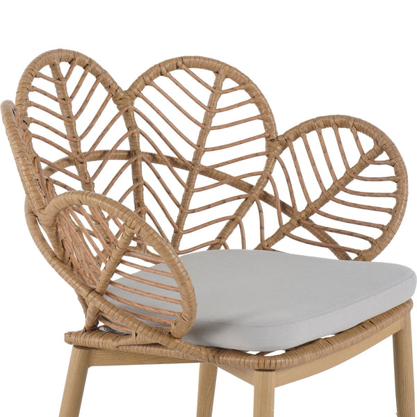 English Elm Christopher Knight Home® - Kirk Outdoor Wicker Peacock Papasan Chairs Set of 2 — Teak Legs, Light Brown PE Rattan, Beige Cushion, UV‑Resistant Comfort N775P271976B
