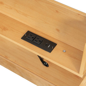 English Elm Queen Over Pine Bunk Bed with Built-in Shelves and Usb Charging Ports Wood N7090002238D