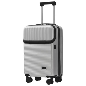 English Elm Luggage 5 Piece Hardside Abs Set with Front Access Carry on and Tsa Spinner Wheels Silver N732P391579D