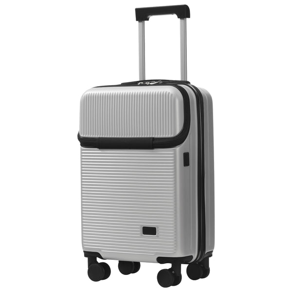English Elm Luggage 5 Piece Hardside Abs Set with Front Access Carry on and Tsa Spinner Wheels Silver N732P391579D