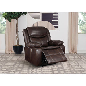 English Elm Salerno Faux Leather Power Recliner Club Chair with Usb Port and Accent Stitching Dark Brown B062P451789