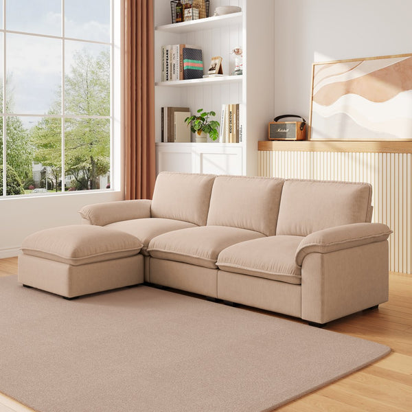 English Elm Cloud Sectional Sofa with Movable Chaise Soft Chenille Upholstery for Modern Living Rooms Coffee W1359S00064