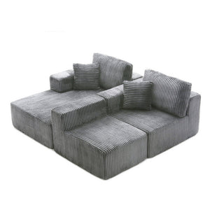 English Elm 109'' Modular Cloud Sectional with Deep Corduroy Cushions for Living Room Lounging W1117S00309