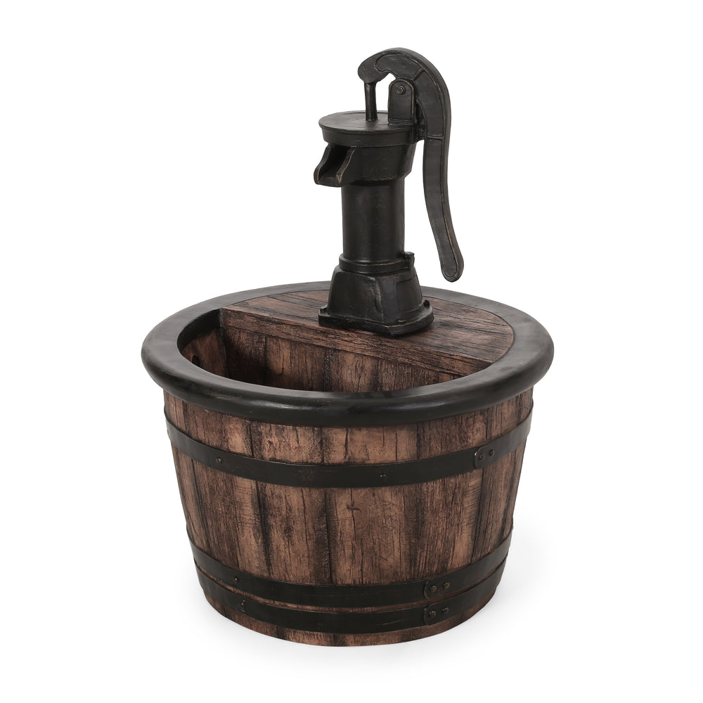 English Elm Christopher Knight Home® - 26.5" Handcrafted Weather-Resistant Wood Finish Floor Fountain with Waterfall Effect & LED Light 71775.00BRN