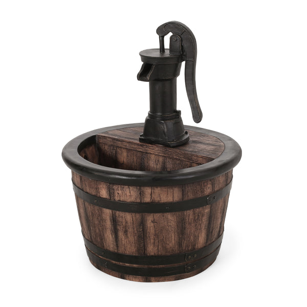 English Elm Christopher Knight Home® - 26.5" Handcrafted Weather-Resistant Wood Finish Floor Fountain with Waterfall Effect & LED Light 71775.00BRN