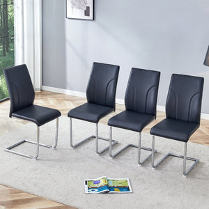 English Elm 2 High Back Pu Leather Dining Chairs with Tailored Stitching for Modern Home Seating W1151P203802