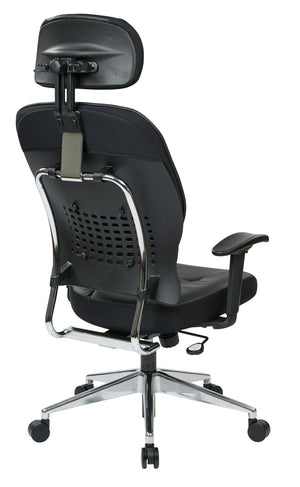 OSP Home Furnishings Black Bonded Leather Executive Office Chair with Lumbar Support and Pneumatic Height Adjust 32-E33P918PHL