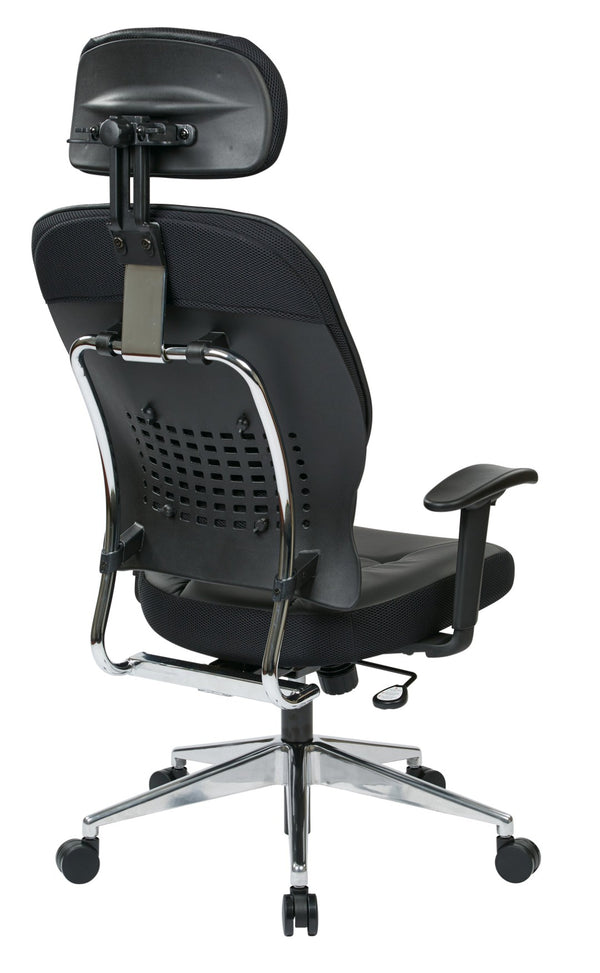 OSP Home Furnishings Black Bonded Leather Executive Office Chair with Lumbar Support and Pneumatic Height Adjust 32-E33P918PHL