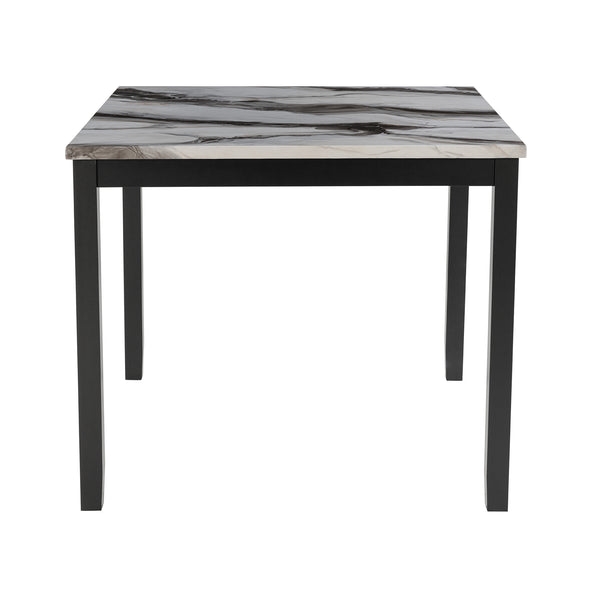 English Elm LEONCIA Espresso & White Bar Table with 4 Velvet-Like Bar Stools, Solid Wood/MDF, 26" Seat Height B201P290787