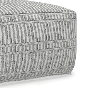 English Elm Safford Handwoven Geometric Square Pouf in Recycled Pet Yarn for Patio or Living Room B136P427591