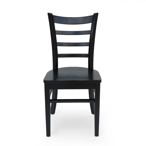 English Elm Dining Chair Set of Two Solid Rubberwood Ladder Back Farmhouse Cottage Style 67982.00MTBLK