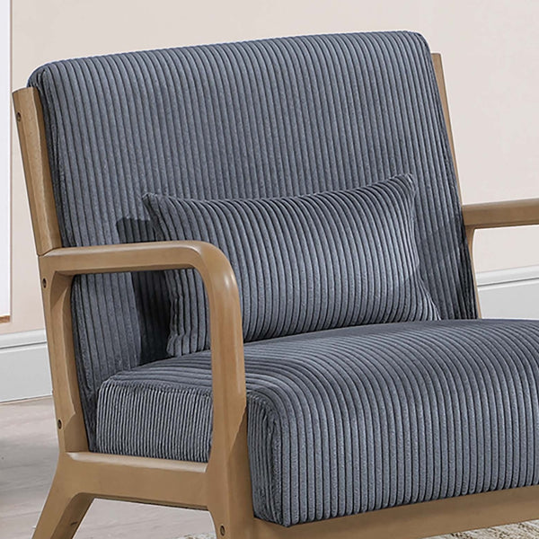 English Elm Dark Gray Modern Accent Chair with Corduroy Upholstery and Pillow, Low-Profile Reclined Design for Cozy Rooms B011P369876
