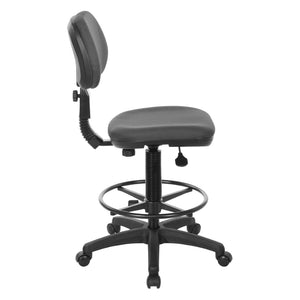 OSP Home Furnishings Sculptured Ergonomic Drafting Chair with Adjustable Footrest for Counter Height Workstations Shale DC517-295