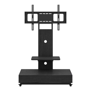 English Elm Tv Rolling Cart with Swivel Mount Lockable Wheels Pull Out Drawer Iron Frame Black W241P246878