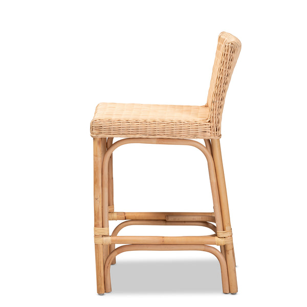 English Elm Modern Handwoven Rattan Counter Stool with Footrest for Kitchen Island Seating B2750P470025