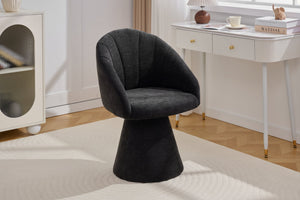 English Elm 068-chenille Swivel Accent Armchair Sculptural Curved Back Upholstered Living Room Seat Gray W527P438695