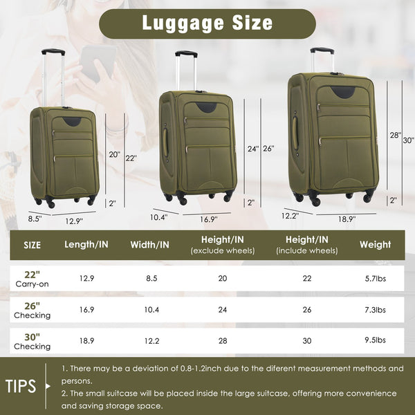 English Elm Softside Expandable 3 Piece Luggage Set with Spinner Wheels Tsa Lock Travel Ready N732P198614Y