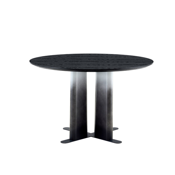 English Elm Modern Round Pedestal Dining Set Tufted Pvc Chairs Sculptural Base for Small Spaces W3875S00076