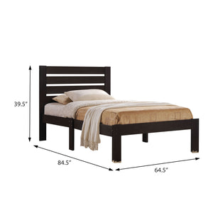 English Elm Espresso Queen Panel Bed with Slatted Headboard, Low Profile Footboard, Wood Slat Support System B062P186494