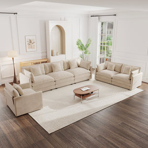 English Elm Modern Chenille Sectional Sofa Set Three Piece Extra Deep Living Room Seating W714S00892