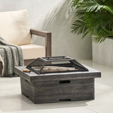 Christopher Knight Home® - Noble House - Bolton Outdoor Lightweight Concrete Wood Burning Square Fire Pit, Gray