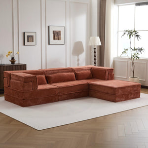 English Elm Compression Modular Sofa Bed – Cozy, Versatile 3-Seater With Ottoman, Soft Fleece, No Assembly Needed! W3723S00022