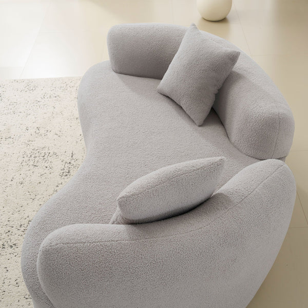 English Elm 66.93 Curved Loveseat 73" Heart-Shaped Teddy Velvet Sofa Full Foam & Spring Support, No-Assembly Cozy Compact Grey W3612P332116