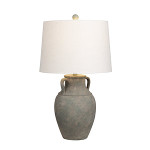 Crestview Collection 29.25"H Ceramic Table Lamp - Stylish Amphora Design With Textured Matte Green Finish & Beige Shade   Cvap3239