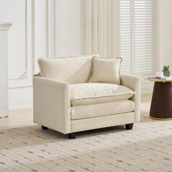 English Elm Cloud Modular Single Seat Sofa – Cozy Chenille Upholstered Couch For Living Rooms, Apartments, Beige W1143S00007