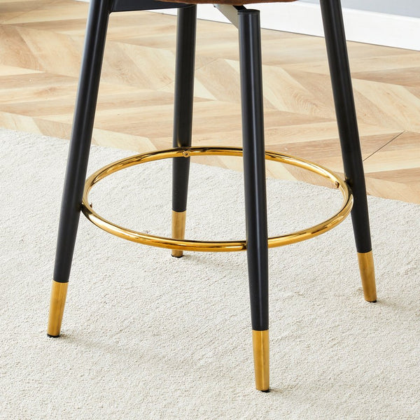 English Elm 360 Swivel Barstools Set of 2 Upholstered Techno Fabric Cushioned Counter Seats W1151P268914