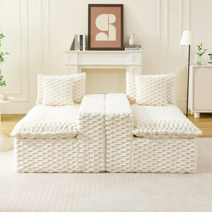 English Elm Luxury Turtle Velvet Multifunctional Sofa - Modular 4-Seater White/Green/Black/Pink, 400lb Capacity, Cozy Stylish Living Room Statement Piece W3371S00039