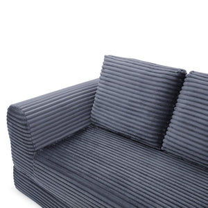 English Elm 2-in-1 Corduroy Futon Loveseat Sleeper Modular Floor Couch for Studio Living Rooms Grey W1117P415684