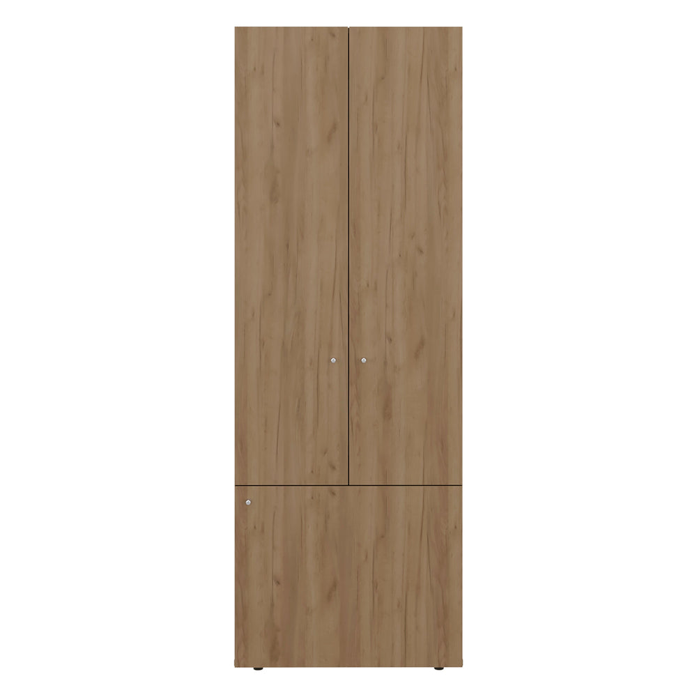 English Elm Natural 3-Door Oak Wardrobe Cabinet with 4 Shelves, Vertical Melamine Storage Closet for Bedroom Décor Organizing (66.9"H) B062P373778