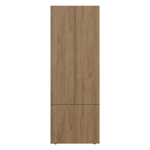 English Elm Natural 3-Door Oak Wardrobe Cabinet with 4 Shelves, Vertical Melamine Storage Closet for Bedroom Décor Organizing (66.9"H) B062P373778