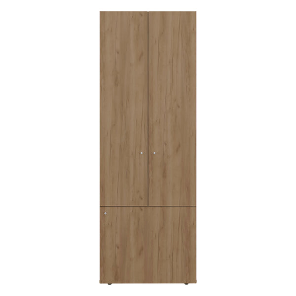 English Elm Natural 3-Door Oak Wardrobe Cabinet with 4 Shelves, Vertical Melamine Storage Closet for Bedroom Décor Organizing (66.9"H) B062P373778