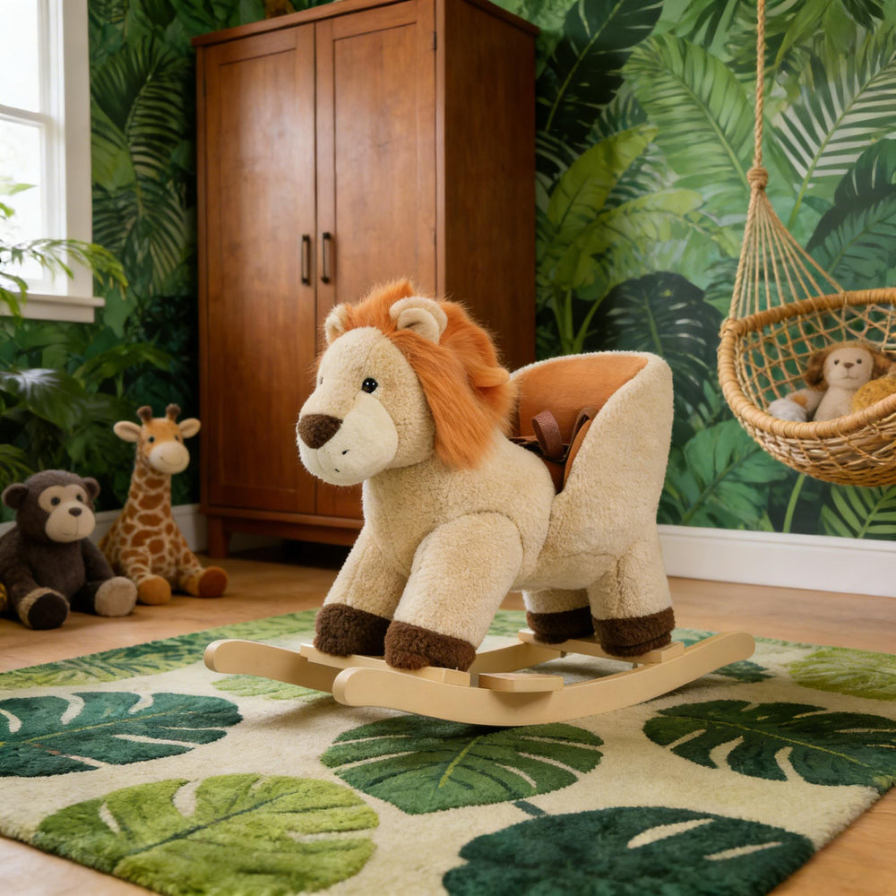 English Elm Classic Wooden Toddler Rocking Horse with White Finish Safe Grip Rails Nursery Play T3971P442156
