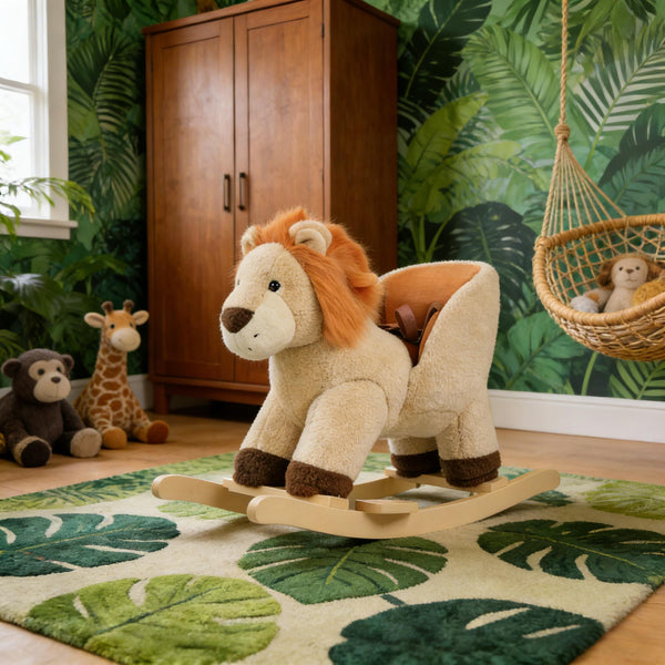 English Elm Classic Wooden Toddler Rocking Horse with White Finish Safe Grip Rails Nursery Play T3971P442156