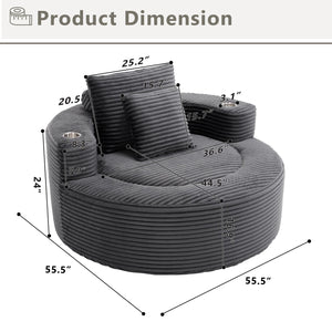 English Elm Round Cloud Sectional Sofa Bed with Memory Foam Cushions for Studio Living Spaces Dark Grey W3224P444286
