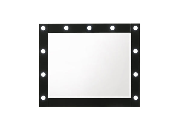 English Elm 1pc Glam LED Vanity Mirror with Frame Lights for Dresser – Illuminated Makeup Mirror, Sleek Elegant Design Black 38.31 L x 31.77 W x 5.35 H B2741P323089