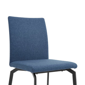 English Elm Xavien Blue Ergonomic Fabric Dining Chairs Set of 2 — Padded Comfort, Metal Legs, Durable 250 lb Capacity B2736P354352