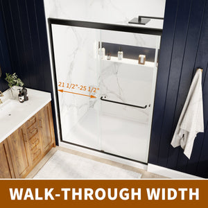 English Elm 50in. Barn Style Sliding Shower Door Matte Black Anodized Frame with Tempered Clear Glass W637123851