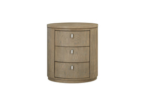 English Elm Oval Nightstand Toffee - Solid Wood MDF 3-Drawer Soft-Close USB Ports Cedar & Felt Lined Elegance B2699P323470