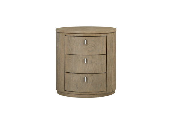 English Elm Oval Nightstand Toffee - Solid Wood MDF 3-Drawer Soft-Close USB Ports Cedar & Felt Lined Elegance B2699P323470