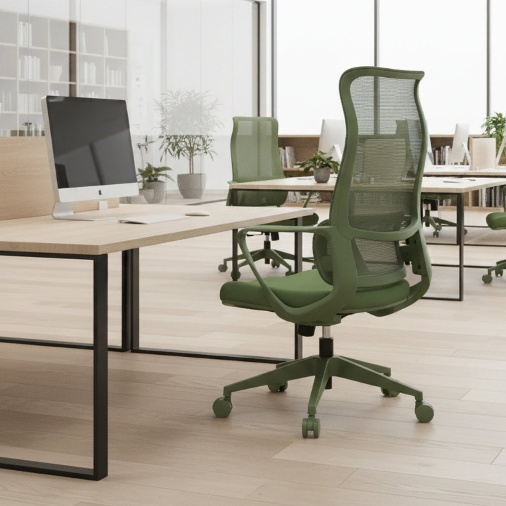English Elm Ergonomic High Back Mesh Office Chair with Adjustable Lumbar Support and Molded Foam Seat Green W5280P463571