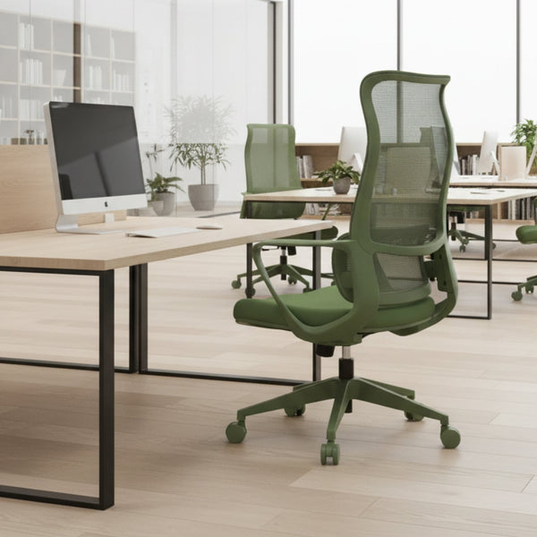 English Elm Ergonomic High Back Mesh Office Chair with Adjustable Lumbar Support and Molded Foam Seat Green W5280P463571