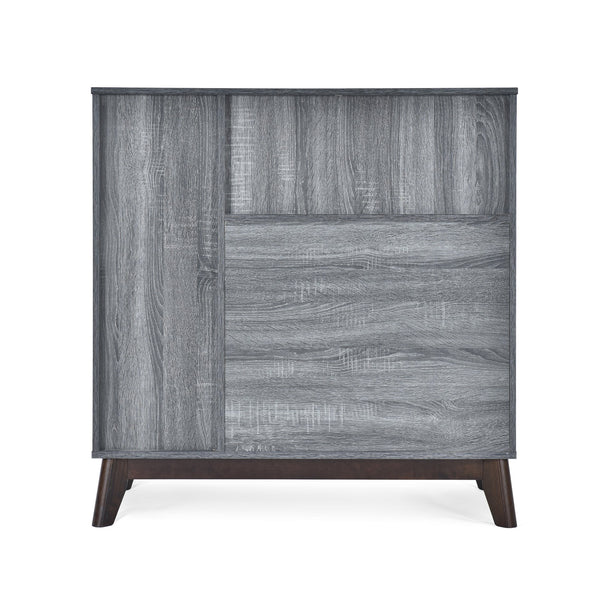 English Elm Christopher Knight Home® - CABINET mid-century modern faux wood storage console with splayed legs, drawers & cubby shelves Grey 67351.00SONGRY