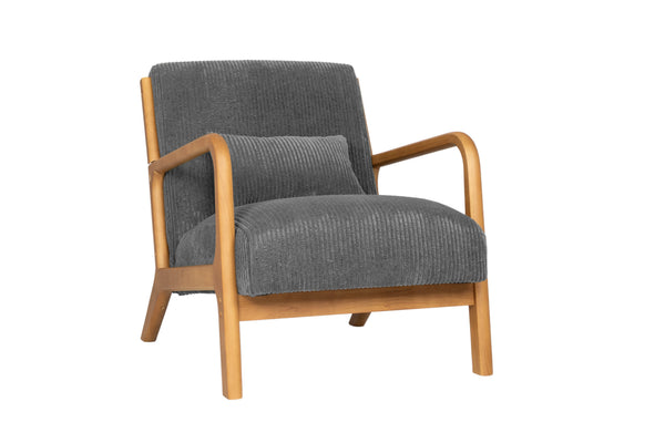 English Elm Accent Chair Ribbed Corduroy Upholstery Low Profile Modern Seat with Lumbar Pillow B089P416569