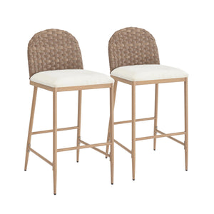English Elm 25" Farmhouse Counter Stools Set of 2 Woven Rattan Back Iron Frame Kitchen Island N762P329089D